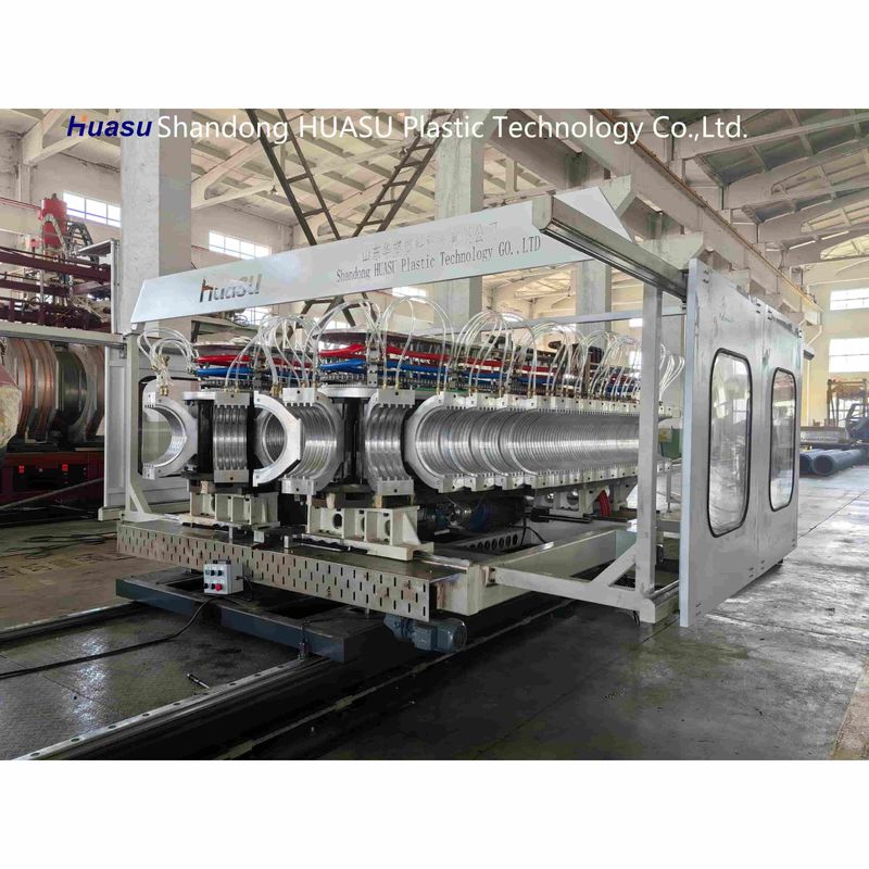 Dây chuyền sản xuất ống gân hai vách tốc độ cao với máy đùn trục vít đơn, tích hợp chuông online và hệ thống PLC Siemens