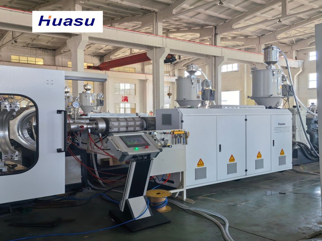 Dây chuyền đùn ống gợn hai thành với đường kính ống 32-1600mm, công suất 60-2000kg/h và Hệ thống điều khiển PLC Siemens