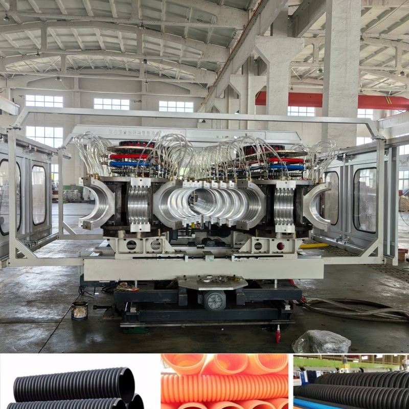 Máy sản xuất ống gợn hai vách với đường kính ống 300mm-1600mm Hệ thống PLC Siemens và Chuông trực tuyến cho PVC/PE