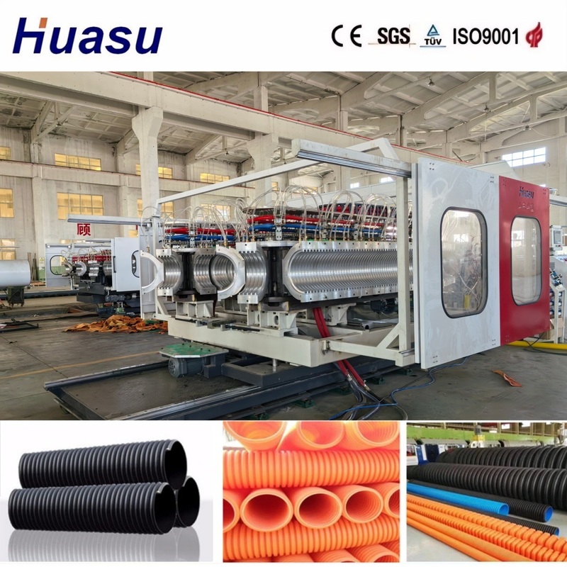 Dây chuyền đùn ống gợn sóng hai thành hiệu quả cao với công suất 60-2000kg/h và tốc độ sản xuất 0.5-5m/phút