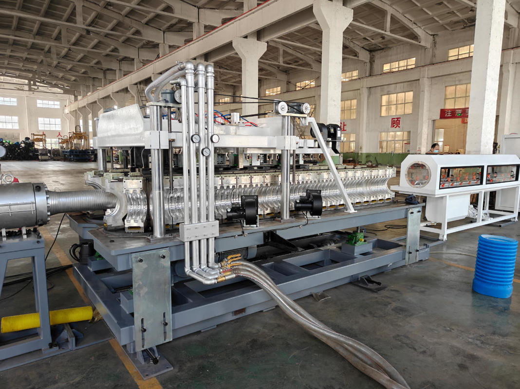 Dây chuyền đùn ống gợn sóng thành đơn tự động Siemens Inverter với Rơ le Omron cho ống 75-250mm