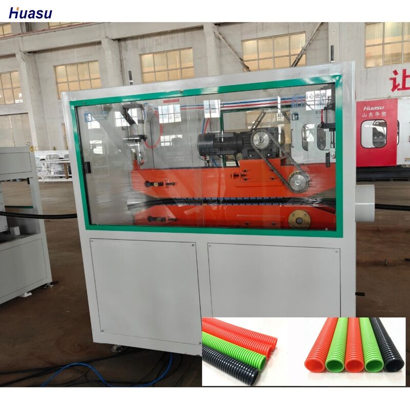 Dây chuyền đùn ống gợn sóng thành đơn lớp với cấu trúc rãnh vít sâu, hộp số bánh răng mặt răng cứng và thời gian bảo hành 1 năm