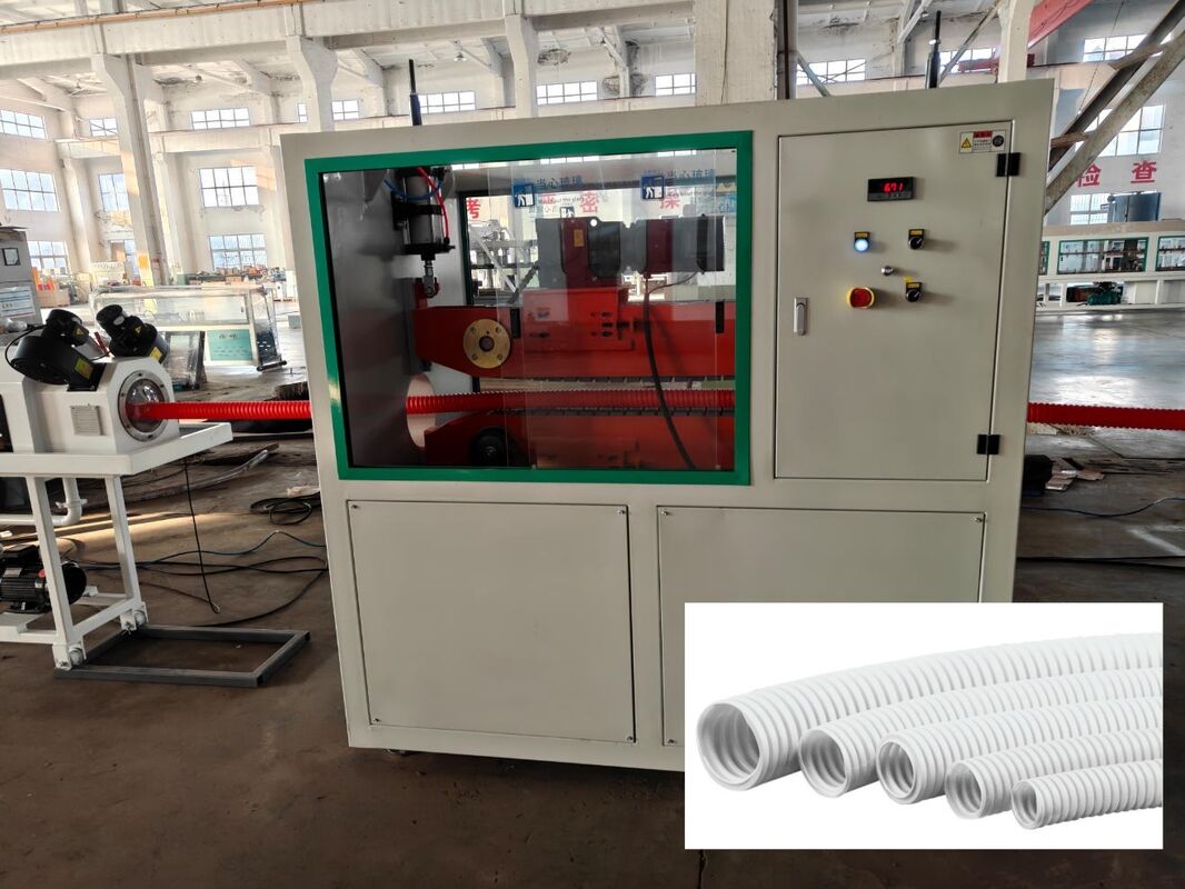 Máy sản xuất ống nhựa HDPE PP PVC hai lớp sóng đôi tự động, có trục cuốn khuôn xoay để sản xuất ống