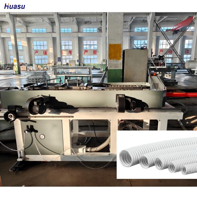 Máy sản xuất ống nhựa HDPE PP PVC hai lớp sóng đôi tự động, có trục cuốn khuôn xoay để sản xuất ống
