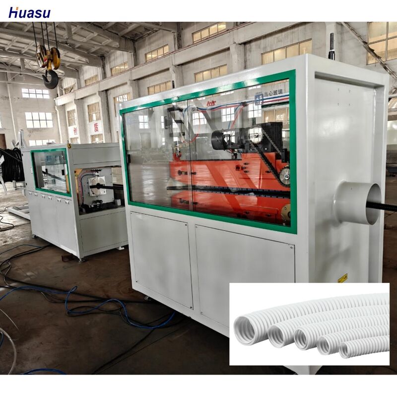 Dây chuyền sản xuất ống nhựa PP PE PVC sóng đơn, bao gồm điện chính Siemens Schneider, giao hàng