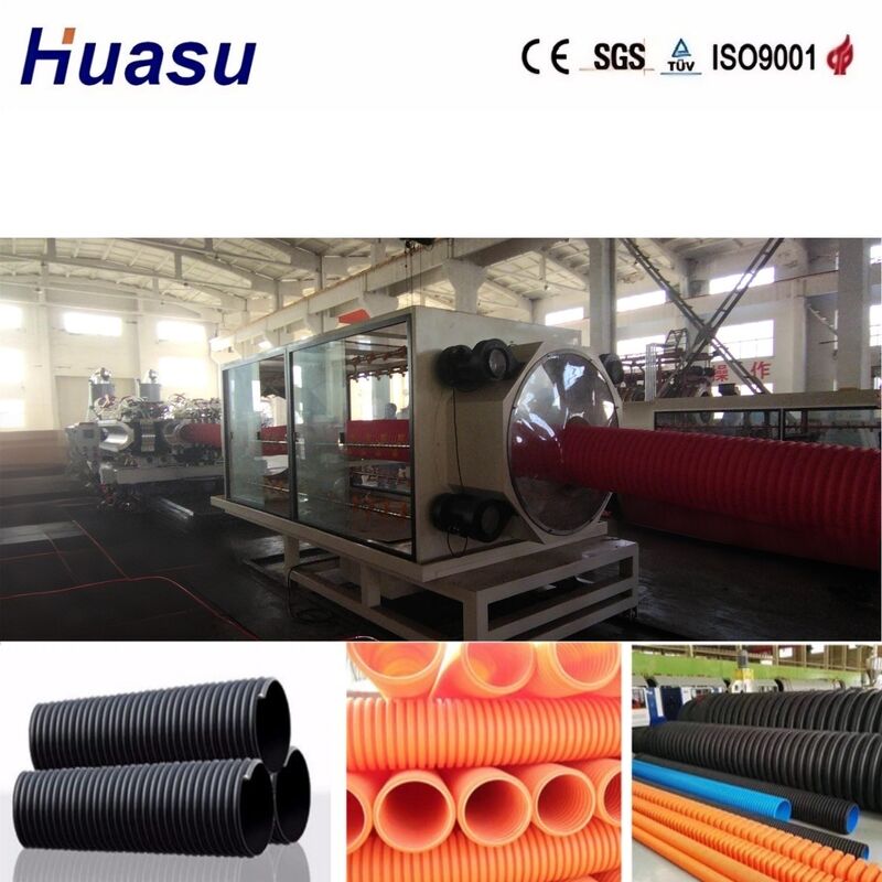 Dây chuyền đùn ống nhựa hai lớp sóng đôi đường kính 32-1600mm với điều khiển PLC Siemens và công suất đầu ra 100-3000kg/h