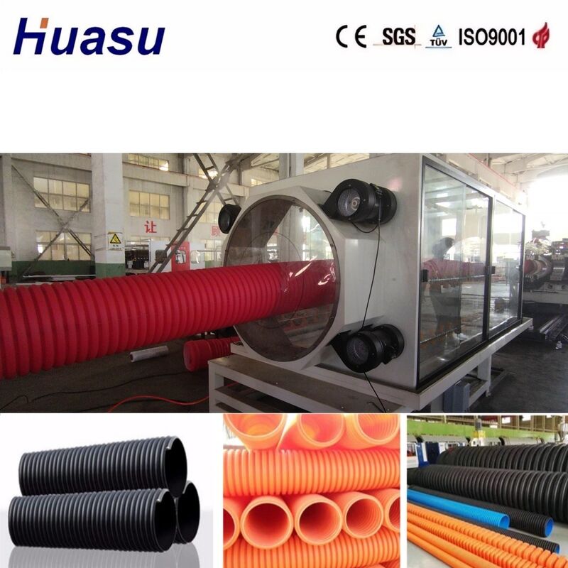 Dây chuyền đùn ống nhựa hai lớp sóng đôi đường kính 32-1600mm với điều khiển PLC Siemens và công suất đầu ra 100-3000kg/h