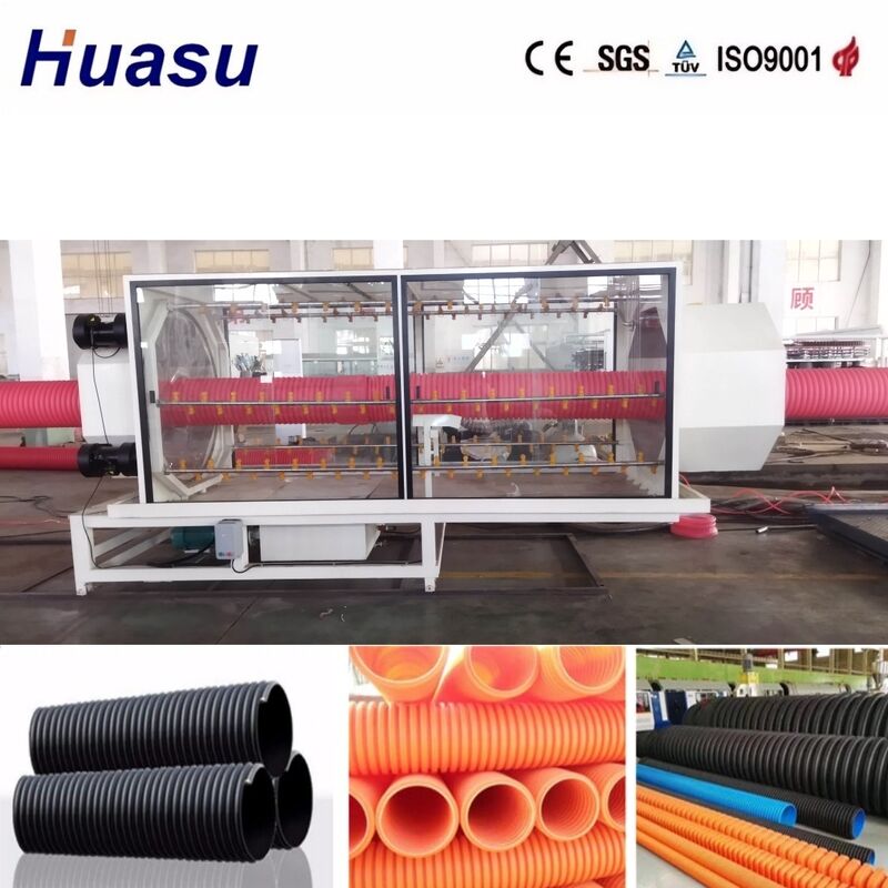 Dây chuyền đùn ống nhựa sóng đôi có điều khiển PLC cho ống từ 32mm-1600mm với công suất 100-3000kg/h