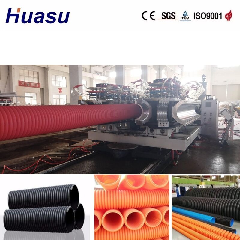 Dây chuyền đùn ống nhựa sóng đôi có điều khiển PLC cho ống từ 32mm-1600mm với công suất 100-3000kg/h