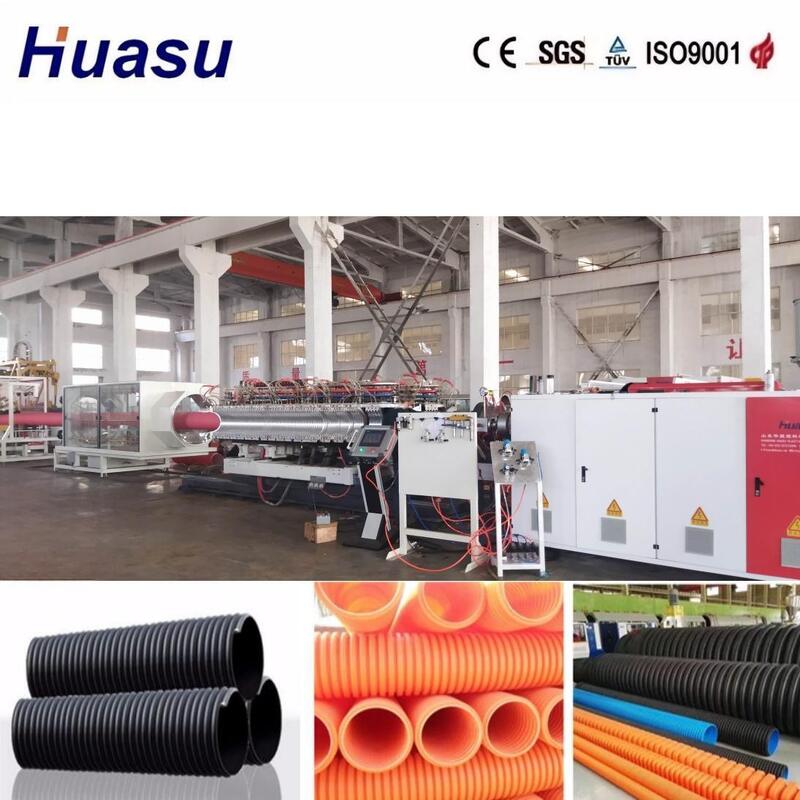 Dây chuyền đùn ống nhựa sóng đôi có điều khiển PLC với công suất 100-1000 Kg/h và đường kính ống 32mm-1600mm