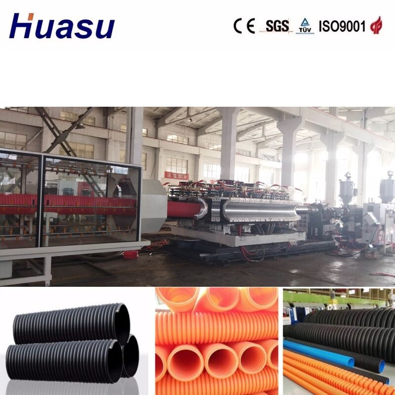 Dòng xăng ống lợp tường hai với đường kính ống 32mm-1600mm, điều khiển Siemens PLC và năng suất cao 100-3000kg/h cho kỹ thuật đô thị