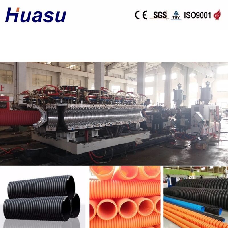 Dây chuyền đùn ống nhựa sóng đôi lõi thép hợp kim với điều khiển PLC Siemens cho đường kính ống 32-1600mm
